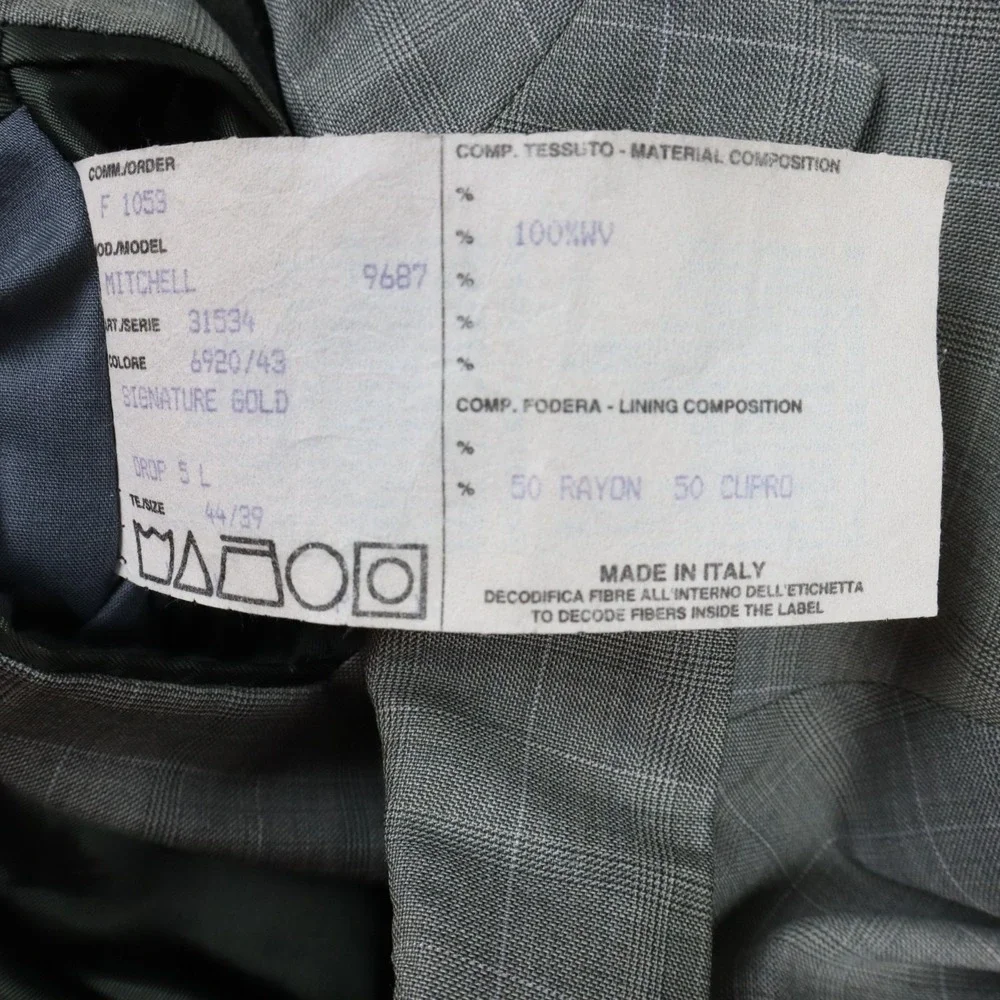 Jos‎ A Bank Blazer Mens 44L Wool 3-Button Suit Jacket Coat Business Gray Plaid